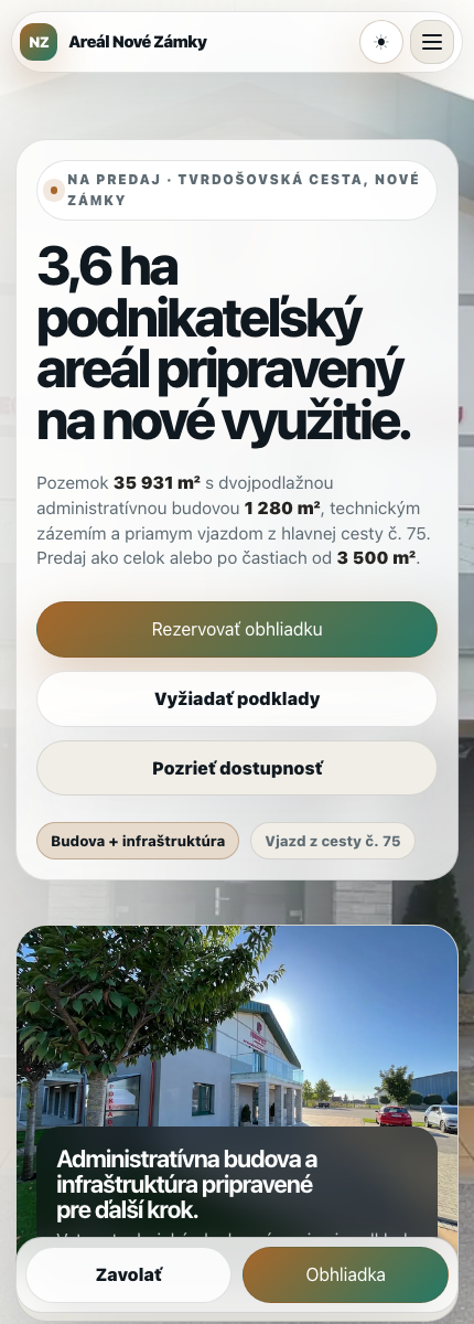 Mobilné poradie obsahu a kontaktných krokov.