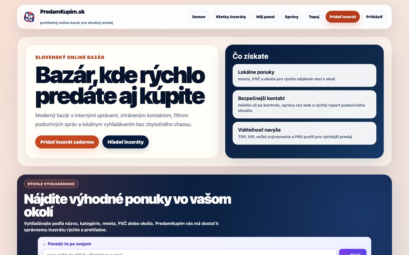 Náhľad projektu PredamKupim.sk
