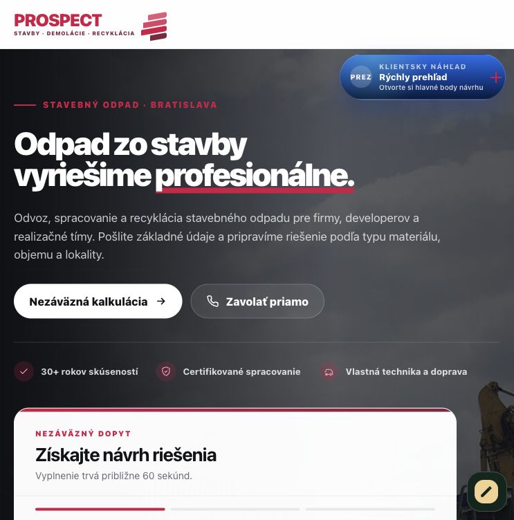 Návrh novej služby a dopytového toku pre stavebný odpad.