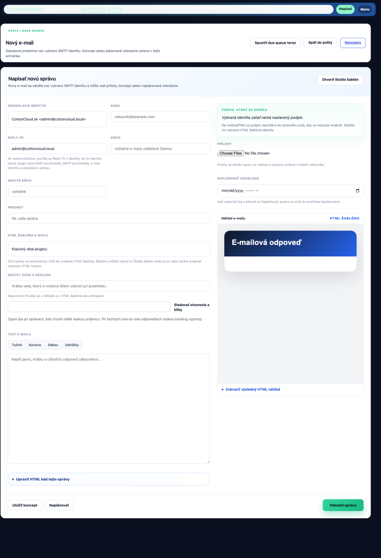 Custom Mail AI e-mailovy klient kompozicia