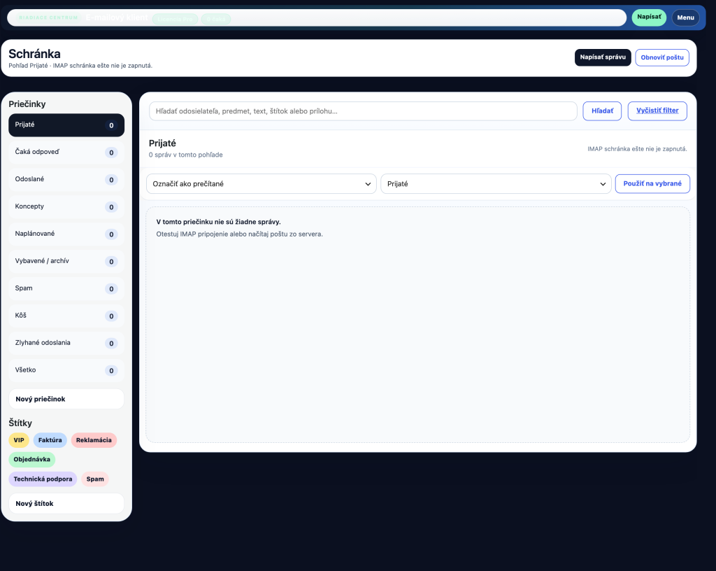 Custom Mail AI e-mailovy klient schranka