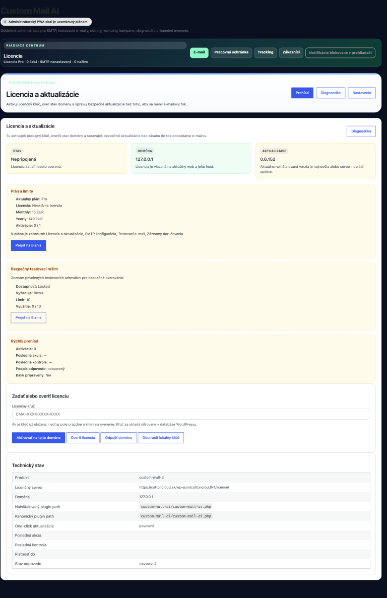 Licencia a prvé nastavenie lead inboxu