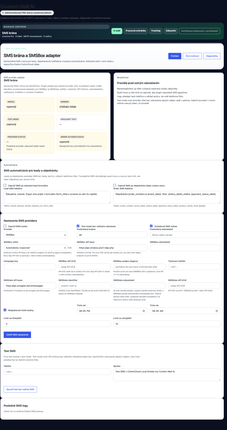 SMS alerty, súhlasy a kredity
