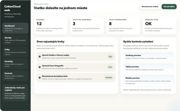 CottonCloud Website Platform: marketing a pixely (Pixel, GA4, GTM) bez wp-adminu