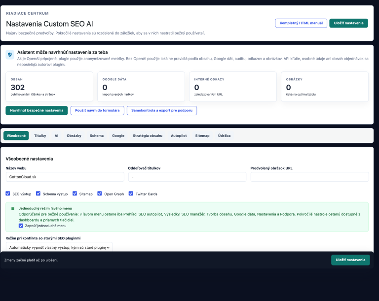 Prvé nastavenie SEO projektu